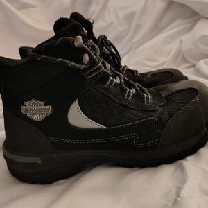 Harley-Davidson Black Lace-Up Motorcycle Steel Toed Boots